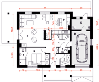Parter projektu - Strzyżyk II z garażem 1-st. [A]