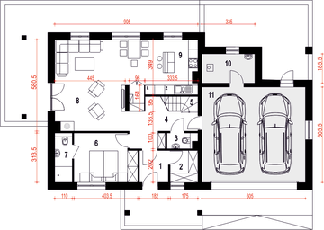 Parter projektu - Strzyżyk II z garażem 2-st. [A1]