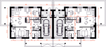 Parter projektu - Strzyżyk II z garażem 1-st. bliźniak [A-BL]