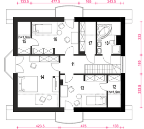 Poddasze projektu - Dom Dla Ciebie 7 bez garażu [B]