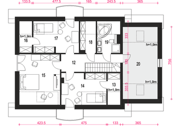 Poddasze projektu - Dom Dla Ciebie 7 z garażem 1-st. [A]