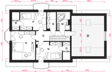 Poddasze projektu - Dom Dla Ciebie 7 z garażem 2-st. [A1]