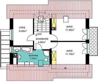 Poddasze projektu - BW-36 wariant 11 podpiwniczony