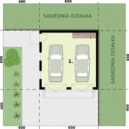 Parter projektu - G344 budynek gospodarczy do postawienia w granicy narożnikowo