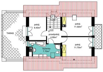 Poddasze projektu - BW-36 wariant 12 podpiwniczony