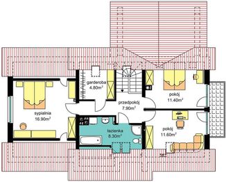 Poddasze projektu - BS-07 wariant 2 dwulokalowy