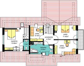 Poddasze projektu - BS-07 wariant 3 dwulokalowy