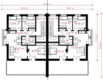 Piętro 1 projektu - Quattro z garażami