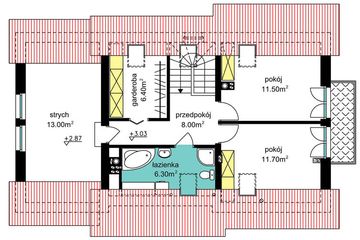 Poddasze projektu - BW-36 wariant 14 podpiwniczony