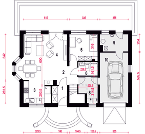 Parter projektu - Zgrabna z garażem 1-st. [A]