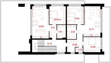 Piętro 1 projektu - Budynek usługowy BMU-430 wariant 3