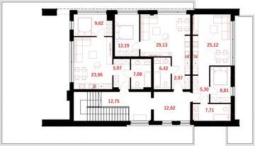 Piętro 1 projektu - Budynek usługowy BMU-430 wariant 4