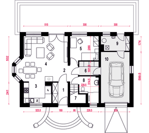 Parter projektu - Zgrabna II z garażem 1-st. [A]