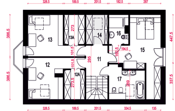 Poddasze projektu - Zgrabna II z garażem 1-st. [A]