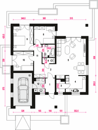 Parter projektu - Kalcyt z garażem 1-st. [A]