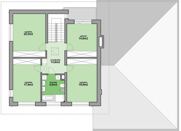Piętro 1 projektu - MJS-108 Dwurodzinny