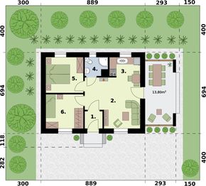 Parter projektu - Toronto C dom mieszkalny, całoroczny ogrzewanie kominek z płaszczem wodnym