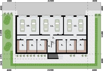 Parter projektu - San Pedro - budynek wielorodzinny