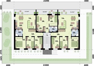 Piętro 2 projektu - San Pedro 2 - budynek wielorodzinny z balkonami