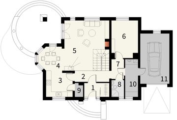 Parter projektu - Szmaragd z garażem 1 stanowiskowym