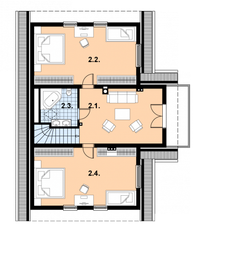 Projekt domu L-93 Dom krakowska - z bali - rzut poddasza, dom liczy 3 pokoje, 3 łazienki i wc