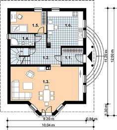 Parter projektu - L-50 Dom zielona murowany