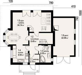 Parter projektu - wnękowo + garaż 67