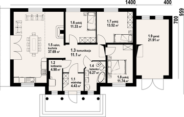 Parter projektu - chmielów + garaż
