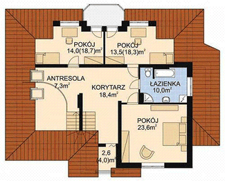 Projekt domu APS 021 - rzut poddasza, dom liczy 4 pokoje, 2 łazienki i wc