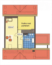 Poddasze projektu - CUBA B z pojedynczym garażem