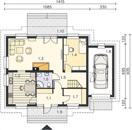 Parter projektu - AKACJA II bliźniak D z podwójnym gar. segm.