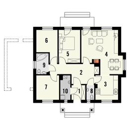 Parter projektu - Kamyk z garażem 1 stanowiskowym