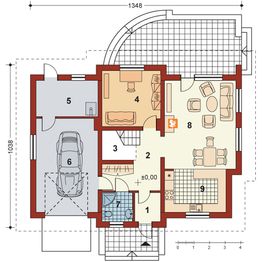Projekt domu APS 212 - rzut parteru, dom liczy 4 pokoje, 2 łazienki i wc