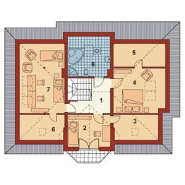 Projekt domu APS 212 - rzut poddasza, dom liczy 4 pokoje, 2 łazienki i wc