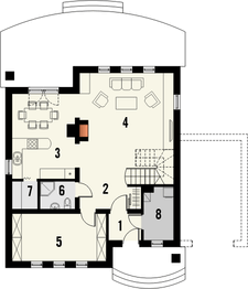 Parter projektu - Finezja z garażem 1 stanowiskowym