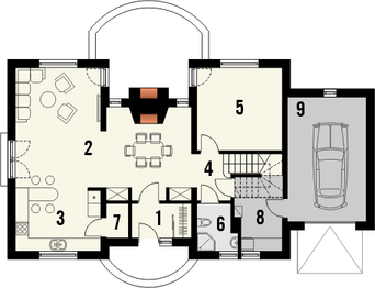 Parter projektu - Amaretto z garażem 2 stanowiskowym