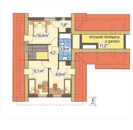 Poddasze projektu - SOSENKA I wariant C z pojedynczym garażem układ L