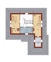 Poddasze projektu - Cis 02 P z poddaszem użytkowym