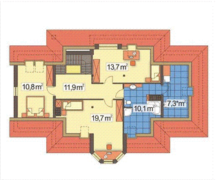 Poddasze projektu - WANILIA A z wyższą wieżyczką