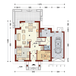 Parter projektu - Rusałka z garażem