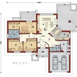 Parter projektu - Renia z dwoma miejscami garażowymi