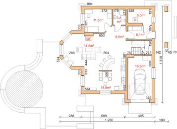 Parter projektu - Dom przy Pastelowej - stary II