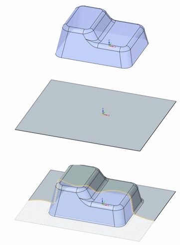 Proces projektowania części tłoczonych z wykorzystaniem narzędzia bryłowego do formowania projektowanego elementu. [źródło: Siemens PLM Software]