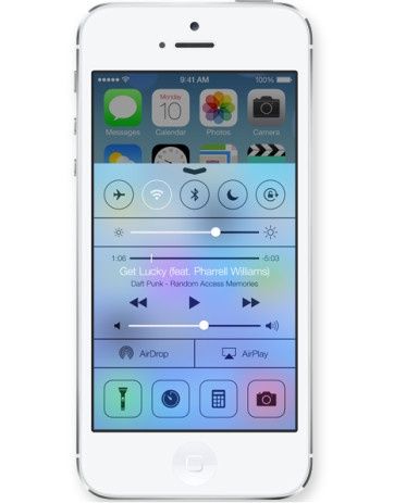 Apple iOS 7 system centrum kontroli