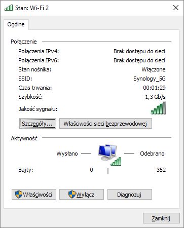 Siła sygnału dla sieci 5 GHz w odległości 5m