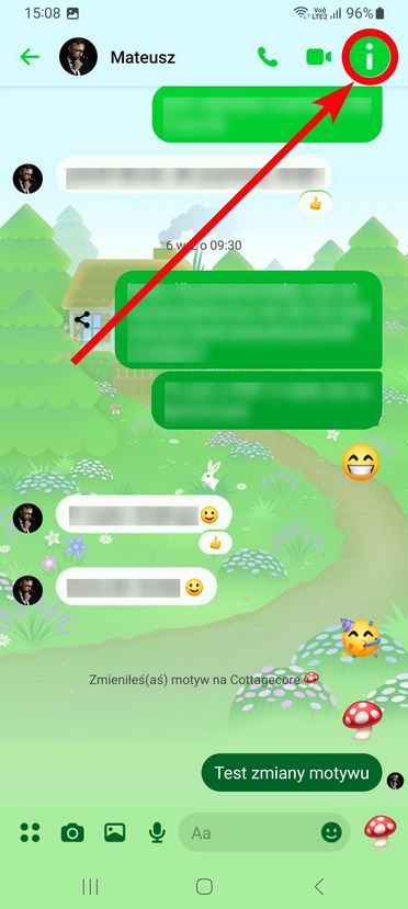 informacje o aplikacji w Messengerze mobilnym