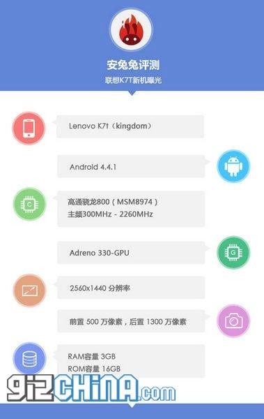 Lenovo K7t smartfon Antutu wyciek