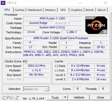 AMD Ryzen 3 1200 - wersja z 8 rdzeniami/8 wątkami
