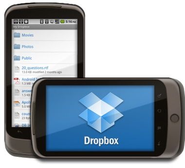 dropbox dysk system android smartfon wygląd
