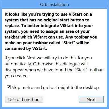 ViStart - orb installation